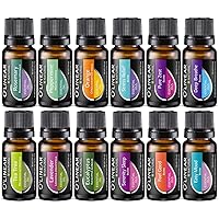 Essential Oil Set 12 Aromatherapy Oils for Diffuser & Humidifiers, Gift Idea Set Lavender, Peppermint, Eucalyptus, Tea Tree, Rosemary, Orange Oils & 6 Unique Blends for Diffuser for Home