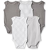 Hanes Baby-Boys Hanes Baby Bodysuits, Ultimate Flexy Sleeveless For Boys & Girls, 5-Pack