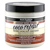 Aunt Jackie's Coconut Crème Recipes Coco Repair Deep Hair Conditioner, Delivers Nourishment, Stops Damage, Breakage for Natural Curls, 18 oz
