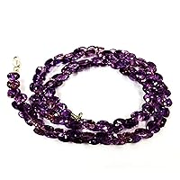 22 inch Long Round Shape Faceted Cut Natural Amethyst 8 mm briollete Beads Necklace with 925 Sterling Silver Clasp for Women, Girls Unisex