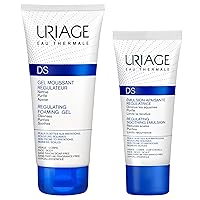 Uriage D.S. Regulating Foaming Gel 5 fl.oz. + D.S. Regulating Soothing Emulsion 1.35 fl.oz. | Complete Routine to Sooth Irritation, Restore Comfort & Even Tone to Skin Subject to Redness