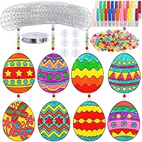 32 Sets Easter Suncatcher Crafts Kit for Kids DIY Egg Window Paint Suncatcher Arts Crafts Easter Window Ornament Decor for Easter Gift Classroom Art Project Gift Favor