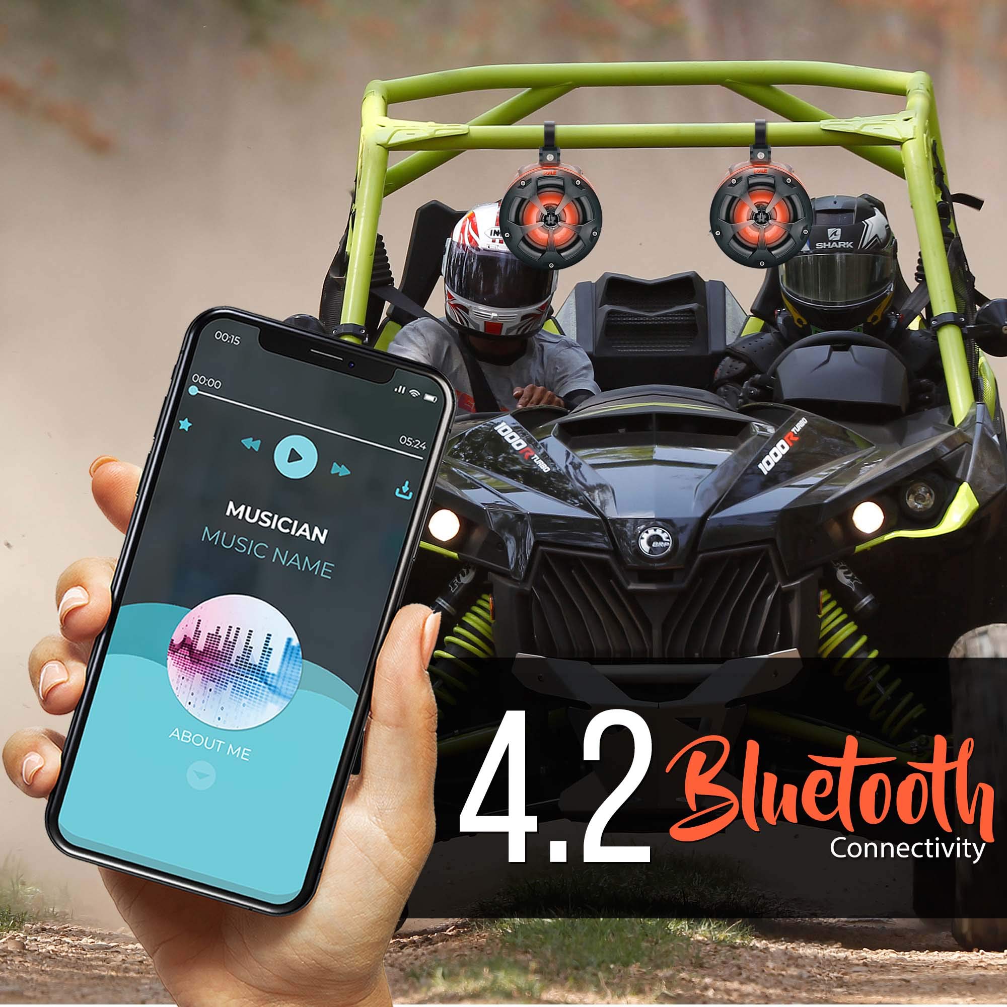 Pyle 2-Way Waterproof Off Road Bluetooth Speakers -4