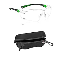 NoCry Safety Glasses with Clear Anti Fog Scratch Resistant, UV Protection & Storage Case for Safety Glasses with Felt Lining, Reinforced Zipper and Handy Belt Clip