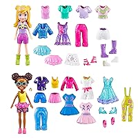 Polly Pocket Sparkle Cove Adventure Dolls, Clothes & Accessories Set, Fashion Pack with 4 Dolls (3-inch) & 45+ Total Pieces, HKW10