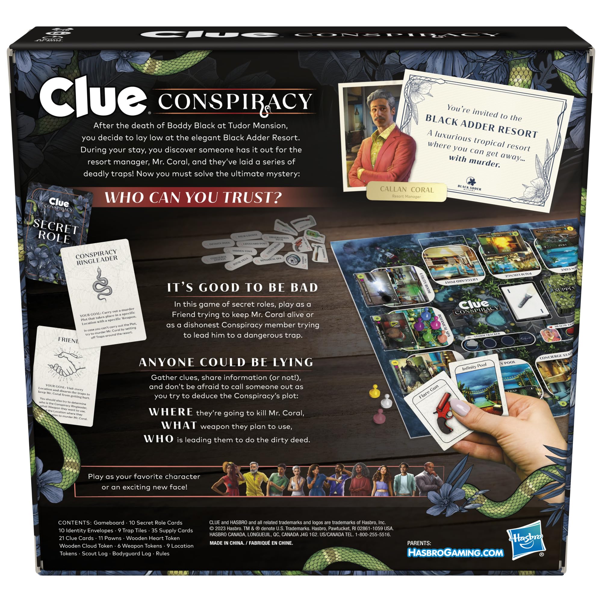 Clue Conspiracy Board Game for Adults and Teens | Secret Role Strategy Games | Ages 14+ | 4-10 Players | 45 Mins.| Mystery & Party Games