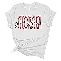 Womens Georgia Football UGA Georgia Cursive Unisex Fit Short Sleeve T-Shirt
