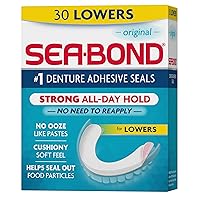 Sea Bond Secure Denture Adhesive Seals, Original Lowers, Zinc-Free, All-Day-Hold, Mess-Free, 30 Count (Pack of 1)