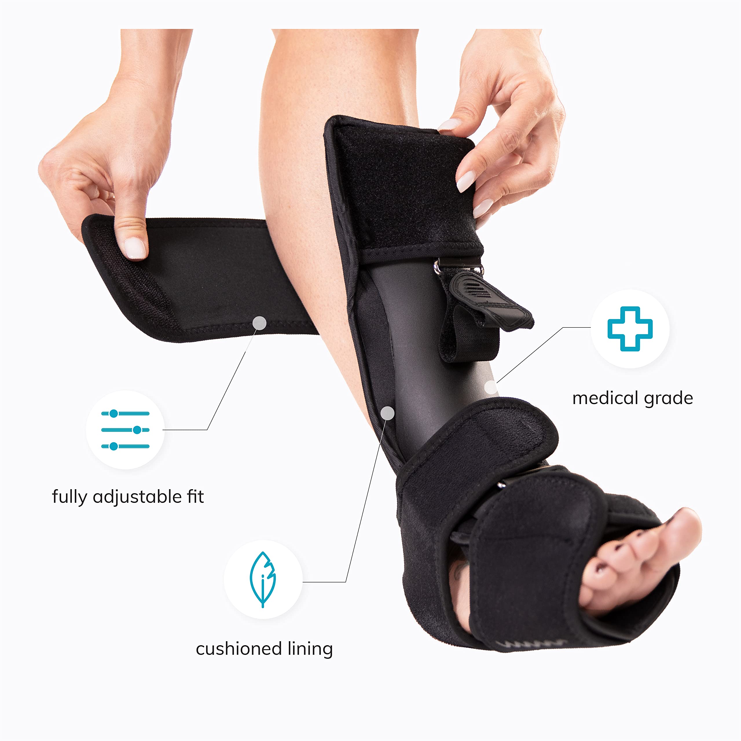 BraceAbility Plantar Fasciitis Brace - New 2022 Dorsal Night Splint Upgrade for Achilles Tendonitis Treatment, Fascia and Calf Stretching, PF Tear Heel and Arch Pain Relief, Drop Foot Support (L/XL)