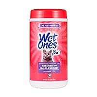 Wet Ones for Pets Freshening Multipurpose Wipes for Cats with Aloe Vera | Easy to Use Cat Cleaning Wipes, Freshening Cat Grooming Wipes for Pet Grooming in Fresh Scent | 50 ct Cannister Cat Wipes