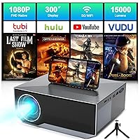 Projector with Wifi and Bluetooth, Native 1080P FHD 15000Lumens Mini Wifi Bluetooth 4K Projector, 300