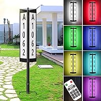TYNLED 3 Side Solar Address Sign, House Numbers for Outside Waterproof Color Changing Address Numbers for House with Remote Control Address Plaques Lighted House Numbers Sign