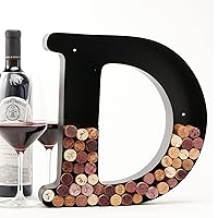 DECOMIL Wine Cork Holder (A-Z) (Letter D) | Decorative Wine Letters Cork Holder (D) | Wall Art Cork Holder Decor (D)