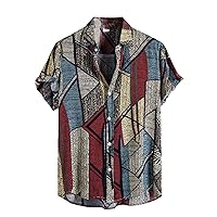Mens Vintage Shirts Casual Button Down Shirts 50s Retro Rockabilly Style Short Sleeve Regular Fit Hawaiian Bowling Shirts