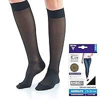Neo G Energizing Compression Socks for Women Circulation - for spider or varicose veins, swollen legs, feet, ankles, tired and aching legs - Available in sheer compression knee high - Black - M
