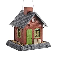 North States Village Collection Old Town Pub Birdfeeder: Easy Fill and Clean. Squirrel Proof Hanging Cable included, or Pole Mount . Large, 5 pound Seed Capacity (9.5 x 10.25 x 11, Brick Red)