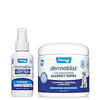 Dermabliss 3-in-1 Wipes and Dermabliss Anti-Itch & Allergy Relief Spray (4oz) Bundle Seasonal Allergy Wipes for Dogs with Itchy Skin Plus Targeted Itch Relief Hydrocortisone Spray for Dogs