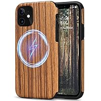 TENDLIN Magnetic Case Compatible with iPhone 11 Case Wood Grain Outside Design TPU Hybrid Case (Compatible with MagSafe) Red Sandalwood