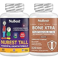 [Bone Xtra 120 Vegan Capsules Tall - 60 Capsules] Bundle for Height Growth and Bone Health for Aged 5+ and Teens - Support Healthy Height Growth, Bone Strength and Overall Health