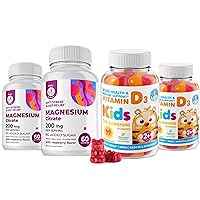 Vitamin D Gummies for Kids&Adults 2000 IU and Magnesium Gummies - Natural Vitamin D3 Supplements 1000IU - Vegetarian Gelatin-Free Immune Support with Sugar-Free Magnesium Calm Chews for Kids&Adults