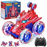 Remote Control Car,360° Rotating 2.4GHz Fast Stunt RC Cars with Wheel Lights Off Road RC Crawlers Toys for Boys 4-6 6-8 8-12 Birthday Easter Gifts