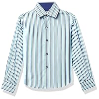 Isaac Mizrahi Boys Long Sleeve Cotton Striped Button Down Shirt