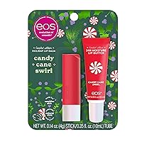 EOS Limited Edition Holiday Lip Balm, Candy Cane Swirl, 24-Hour Moisture, Made for Sensitive Skin, Clear, 2-Pack (0.49 Ounce)