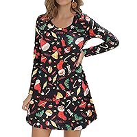 Aphratti Women's Long Sleeve Spring Dress Casual Holiday Tunic Tops to Wear with Leggings