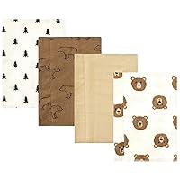 Hudson Baby Unisex Baby Cotton Flannel Burp Cloths, Brown Bear 4 Pack, One Size