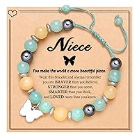 Girls Birthday Gifts-Butterfly Charm Natural Stone Bracelet for Daughter Granddaughter Niece Friends Big Sister