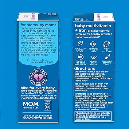 Mommy's Bliss Baby Multivitamin + Iron, Daily Essential Vitamins for Immune Support, Healthy Growth & Bone Development*, Age 2 Months+, 30 ml, Liquid