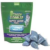 Green Gobbler Septic Tank Treatment Packets, 6 Month Supply - Natural Bacteria to Prevent Costly Septic Issues, Back-Ups, Foul Odor