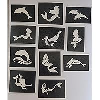 25 x Dolphin & Mermaid Stencils for Etching on Glass Mixed Gift Present Glassware Hobby Craft sea Ocean Fish Ariel Muse