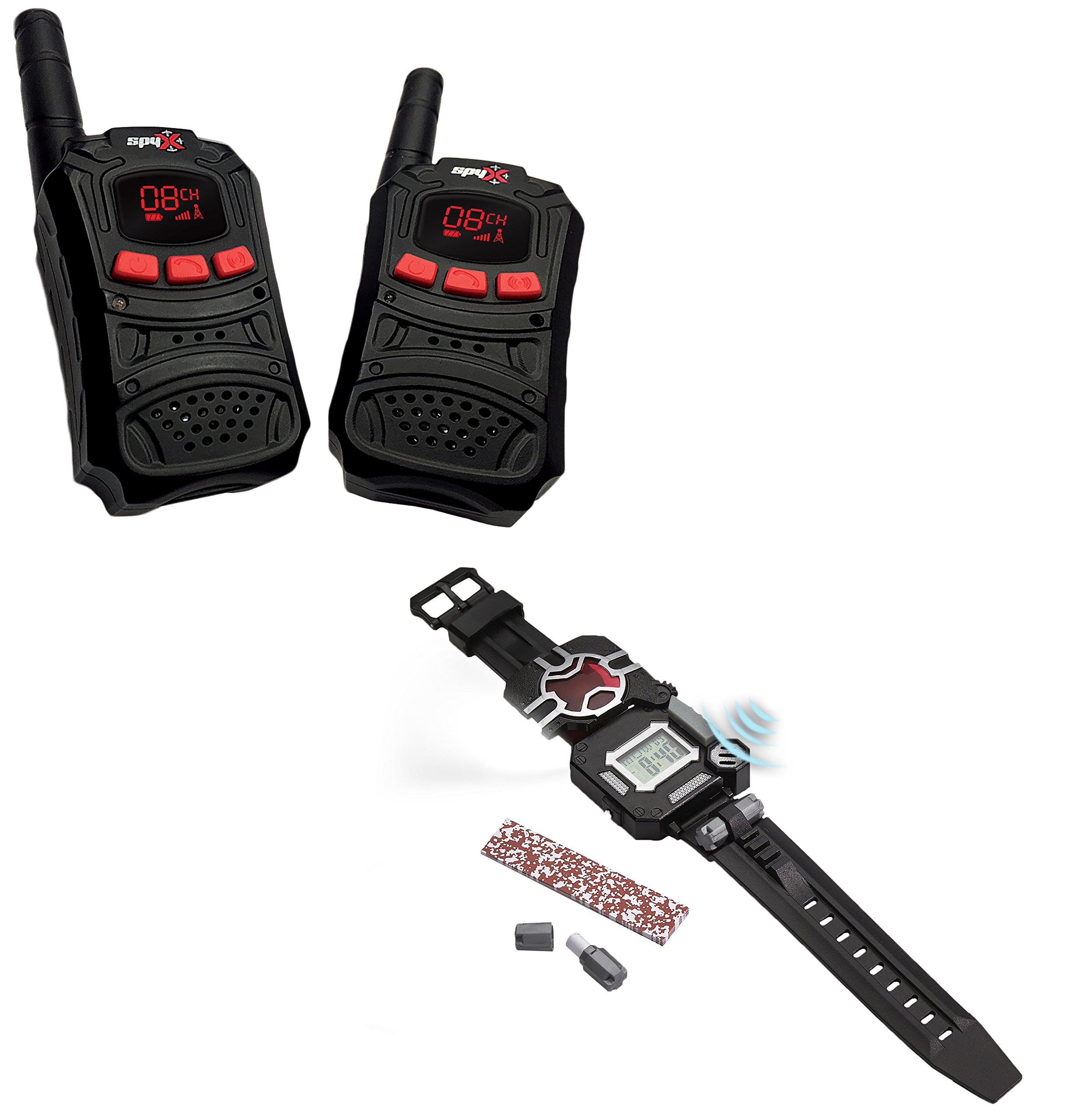 SpyX Walkie Talkies + Recon Watch - Double Agent Tool Set! 2 Pack of Walkie Talkies + an 8-in-1 Watch. Essential Items for Any Spy Gear Collection to Get The Job Done While Spying On The Enemy