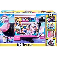 L.O.L. Surprise! Remix 4 in 1 Exclusive Plane Playset Transforms 50 Surprises - Airplane, Car, Recording Studio, Mixing Booth with Colorful Doll Accessories, Play Set Gift for Kids Ages 6-11