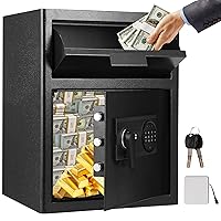 2.6 Cu FT Fireproof Drop Safe with Quick Place Drop Slot, Digital Safe Box Business Security Depository Safe with Combination Lock, 2 Keys for Money, Cash, Mail, Checks, Document