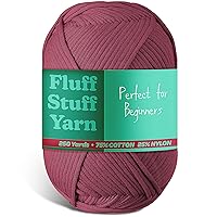 Soft Yarn for Crocheting – Crochet & Knitting Yarn, Beginner Yarn with Easy-to-See Stitches, 250 Yds Amigurumi Yarn, Cotton-Nylon Blend Tshirt Yarn for Crocheting, Worsted Weight Yarn 4, Berry Yarn