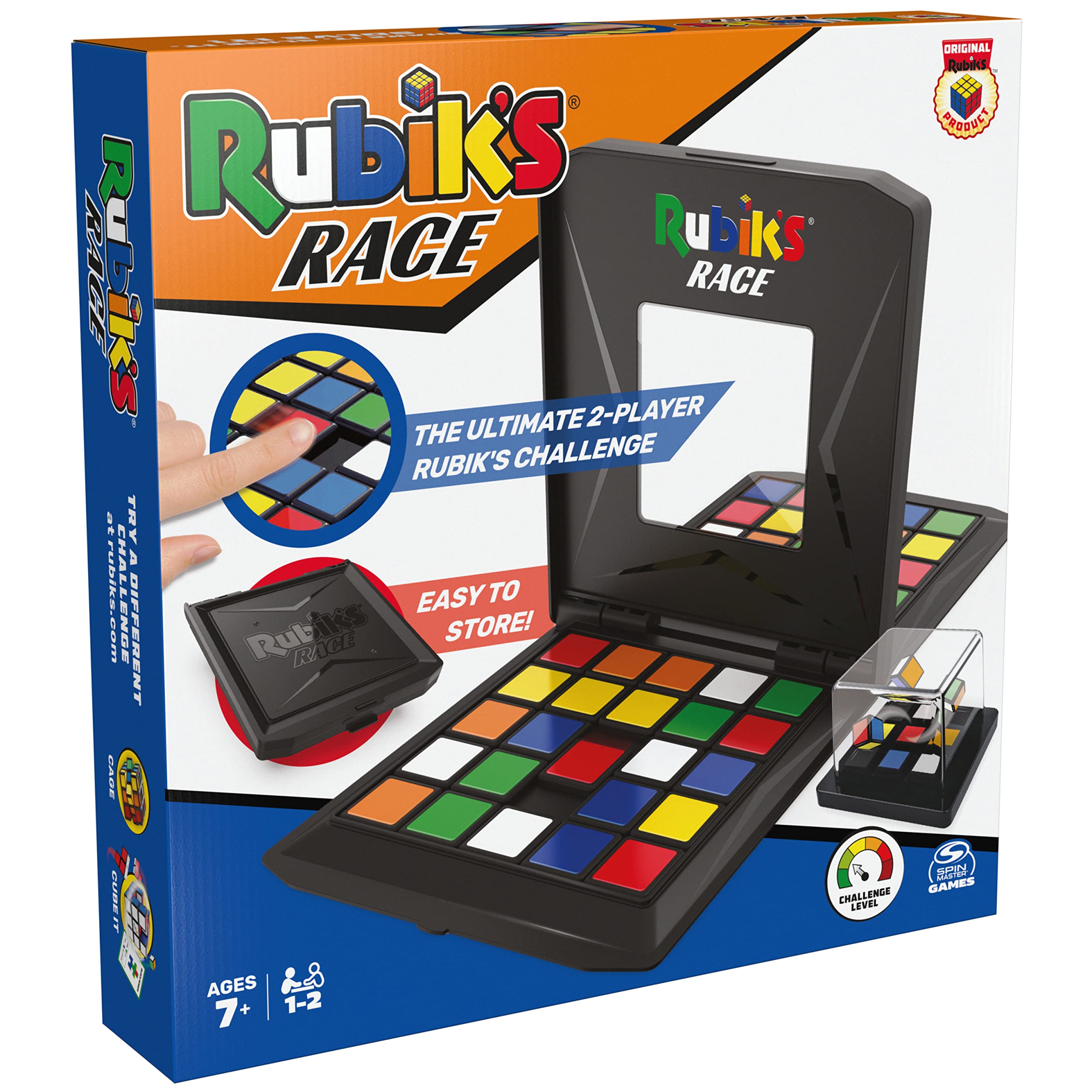 Rubik's Race, Classic Fast-Paced Strategy Sequence Brain Teaser Travel Board Game Two-Player Speed Solving Face-Off, for Adults & Kids Ages 7 and up