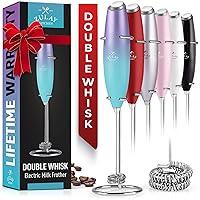 Zulay Kitchen Powerful Double Whisk Milk Frother Handheld - Foam Maker With Stand - Whisk Drink Mixer for Coffee, Mini Foamer for Latte, Matcha, Frappe, Hot Chocolate & Cappuccino (Northern Lights)