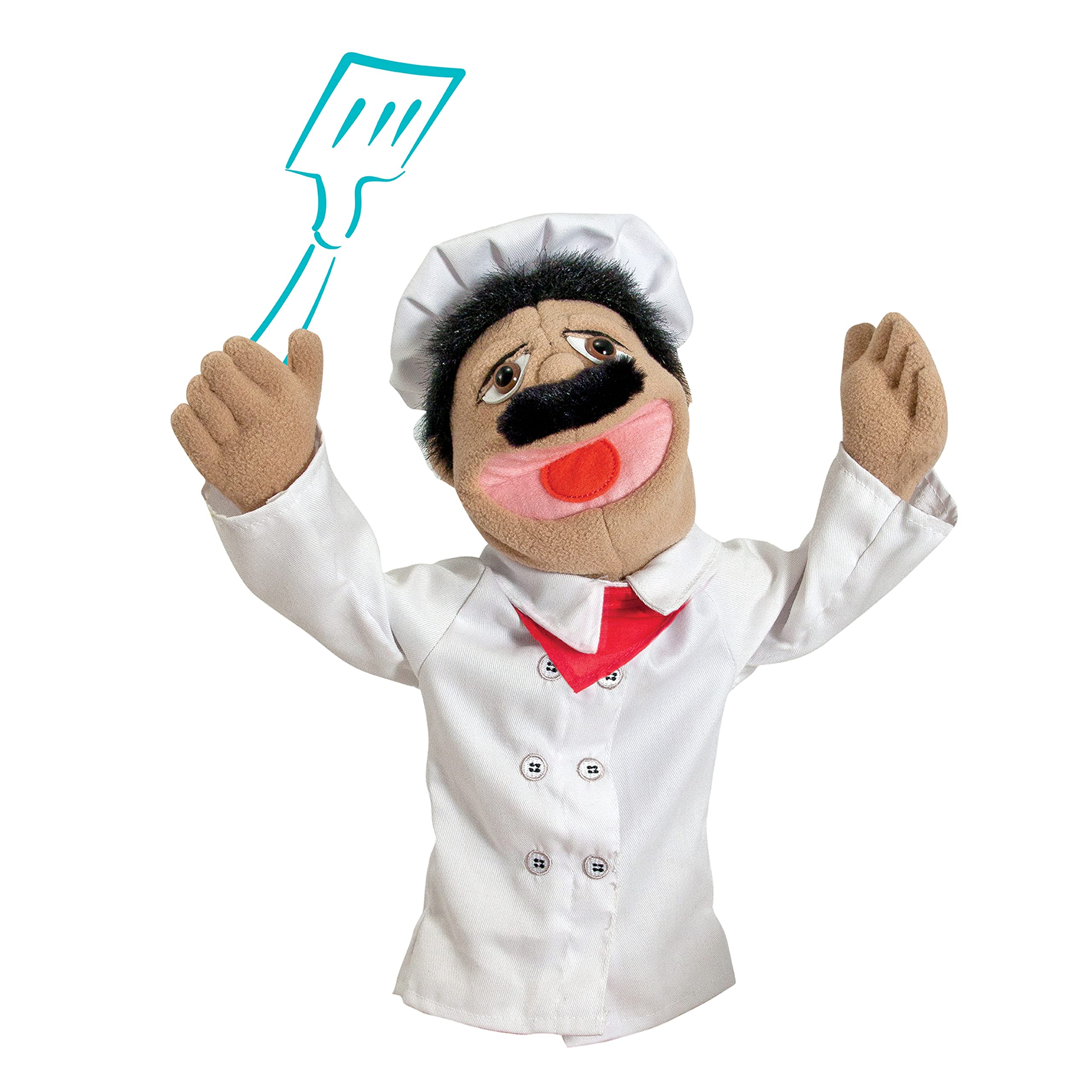 Melissa & Doug Chef Puppet (Al Dente) with Detachable Wooden Rod - Pretend Play Chef Puppet Chef Pepe