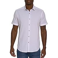 Robert Graham Men Shark BITE Short Sleeve Button Down Shirt, White, X-Large