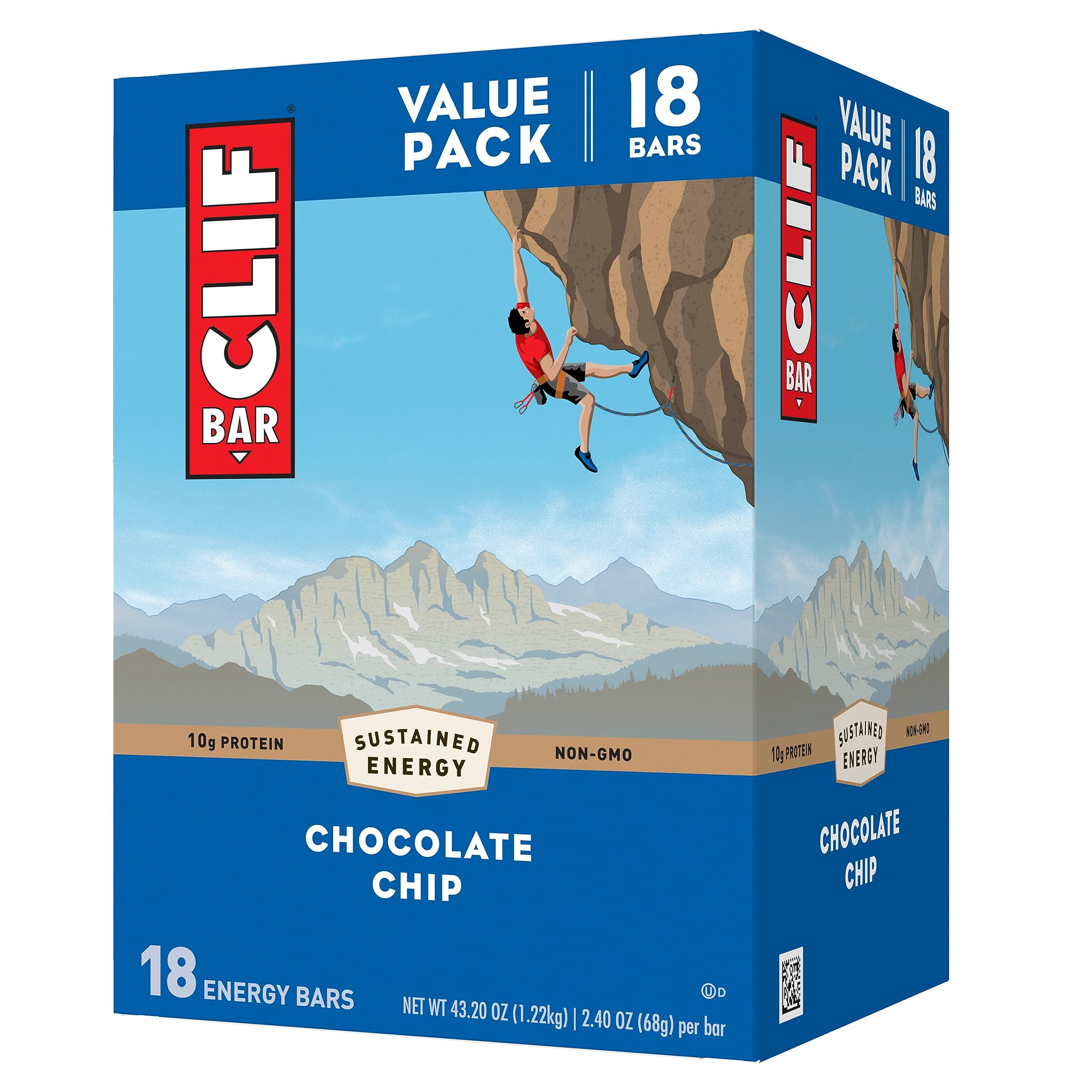 CLIF BAR - Chocolate Brownie Flavor - Made with Organic Oats & - Chocolate Chip - Made with Organic Oats - Non-GMO - Plant Based - Energy Bars - 2.4 oz. (18 Pack)