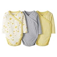 Moon and Back Hanna Andersson Baby Boys' Organic Cotton Long-Sleeve Side Snap Bodysuit, Pack of 3
