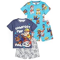 Paw Patrol Boys 2 Pack Pyjama Set | Kids Blue Short Sleeve T-Shirt & Shorts | Marshall Rubble & Chase The Rescue Pups PJs