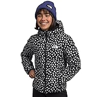 THE NORTH FACE Girls' Reversible North Down Hooded Jacket, TNF Black/TNF Mini Toss Print, X-Large