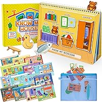 Preschool Busy Book for 3 4 5 Year Old, Reusable Learning Activities Book for Toddler, Kindergarten Educational Toys, Travel Toys, Gifts for Girls and Boys 3-5, Know My House Themes