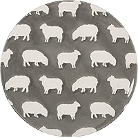 Primitives by Kathy Decorative Stoneware Plate - Gray & White Farmhouse Sheep Design 8.5 Inch Diameter