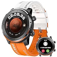 RollsTimi Smartwatch für Herren (Antwort/Wahl), 1,3 Zoll HD-Touchscreen-Fitness-Tracker mit Schlaf-Herzfrequenz-Monitor, 123 Sport-Modi, IP67 wasserdicht, Smartwatch für Android iOS (Orange), RT-33Q