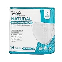Natural Adult Incontinence Underwear for Men - Disposable Underwear for Bladder Leakage Protection - Adult Diapers for Men with Maximum Absorbency - Small/Medium Size - 14 Count
