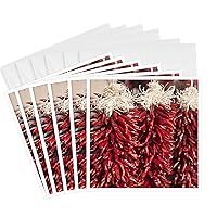 3dRose Red chili peppers, Market, Santa Fe, New Mexico - US32 CHA0046 - Chuck Haney - Greeting Cards, 6 x 6 inches, set of 6 (gc_92597_1)